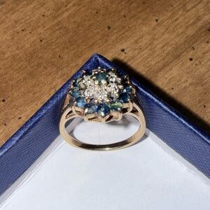 10K Gold Diamond and Sapphire ring
